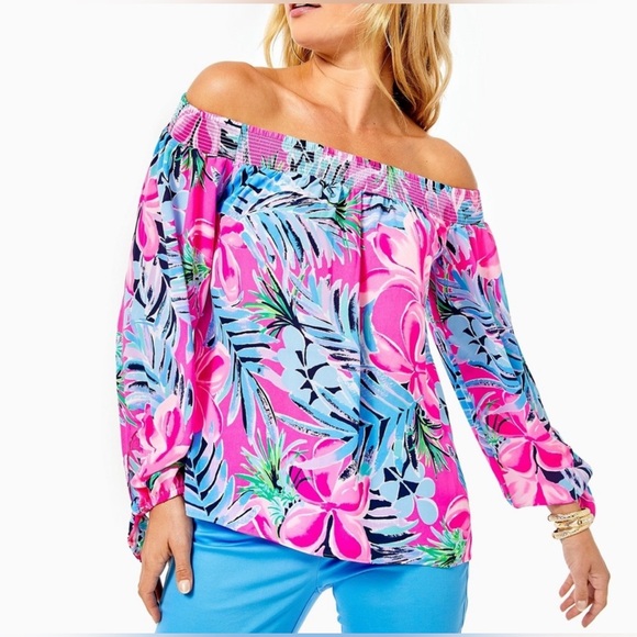 Lilly Pulitzer MARYELLEN TOP | COCKATOO PINK | PRETTY IN PINK | SMALL 🩷🩵 - Picture 2 of 4